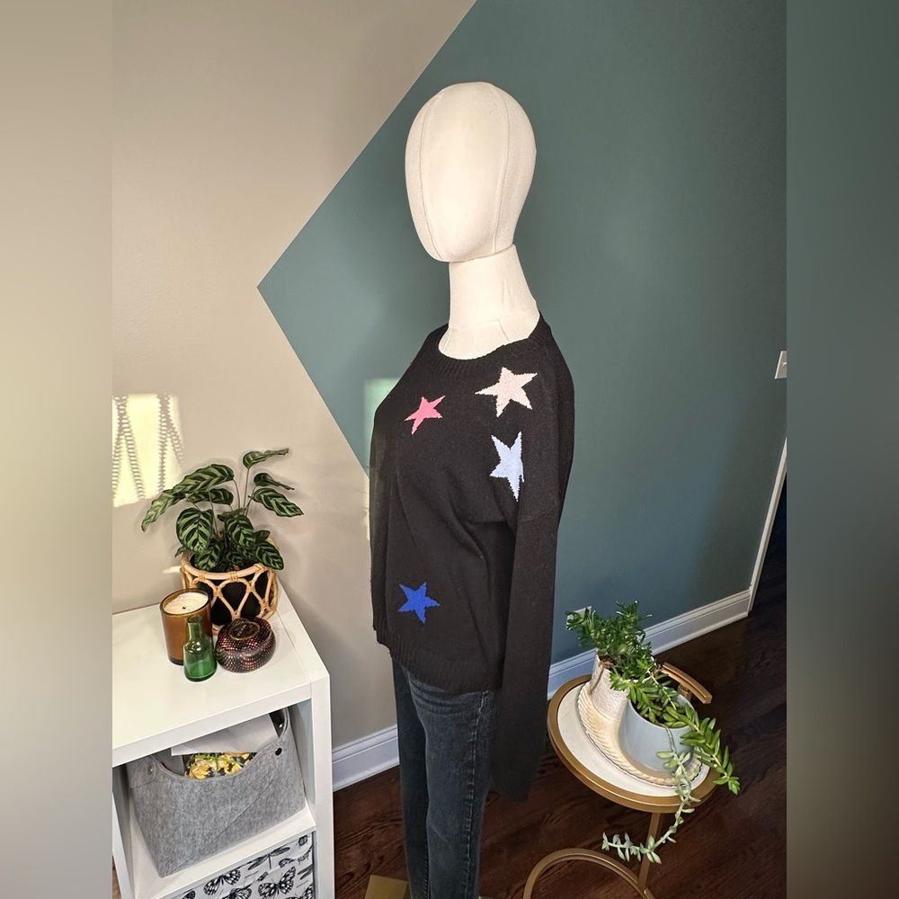 Rails Presley Star Print Sweater Black Cosmo wWool Cashmere Knit Pullover Y2K XS - Picture 3 of 12